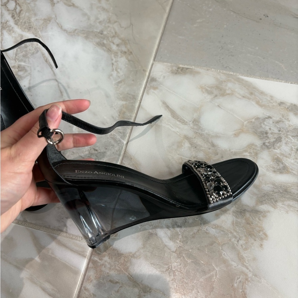 Enzo Angiolini Black Heels with Embellishments - Picture 2 of 6